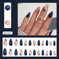 Set di 24 unghie finte floreali blu e rosa a mandorla lunga stile stiletto - W1855 Giardino in punta di dita (Tipo di colla)