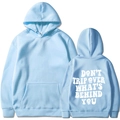 Felpa oversize azzurra con cappuccio, stampa Don't Trip sul retro e tasca a marsupio - Taglia S / Blu Chiaro