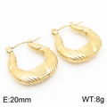 Twisted 18k gold plated stainless steel U-shaped hoop earrings in 20mm diameter - Twisted Rope Style (KE112422-KFC)