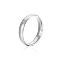Anillo minimalista de 3mm en acero inoxidable plateado con pequeño circón redondo - Color Acero