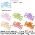 Lot de pinces à cheveux translucides effet gelée pour femmes, taille de 9,5 cm environ - 9.5cm 8-Dents Jelly Couleurs Mélangées