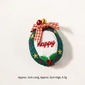 Green embroidered Christmas hair clip with red happy text and festive bow decoration - Happy Embroidered Garland Style (AFTS3-8)