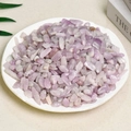 Natural purple amethyst tumbled stones presented in a white ceramic round dish - 100g Of Kunzite (7-9mm)