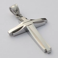 Polished multilayer stainless steel cross necklace for men and women in hip-hop style - Pendant / Steel