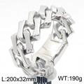 Men's 316L stainless steel chunky Cuban bracelet, 32mm width in silver finish - 32mm Wide Glossy Steel