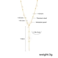 Collana a Y in acciaio al titanio placcata oro 18k con perle finte e decorazioni - Oro
