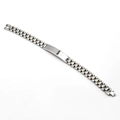Polished silver stainless steel link chain bracelet with rectangle blank ID nameplate - 3-Bead Steel