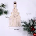 Decorazione per albero di Natale in macramè fatto a mano con perline di legno e frange - Albero di Natale Intrecciato Beige (SJ7528)