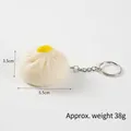 Realistic PVC steamed bun keychain variant with yellow detail and silver ring - PVC Yellow Dot Bun (Keychain Style)