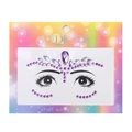 Purple and clear rhinestone face jewels for kids makeup on a rainbow gradient card - Style DE-6-4 / Purple/Transparent