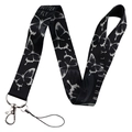 Lanyard with butterfly pattern and lobster clasp for keys and ID cards - Black/White Butterfly Lanyard