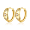 Eleganti orecchini a cerchio in argento s925 placcato oro con stelle di zircone - Argento 925 / Oro