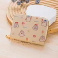 Cute beige penguin cartoon accordion card holder made of PU leather with zipper closure - Style 2 - Light Beige Penguin Cute