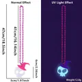 Collier tête de mort en feutre rose avec effet fluo UV pour costume d'Halloween - Style Chapeau de Sorcière Crâne