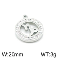 Gold stainless steel Capricorn zodiac pendant with crystal stones, 20mm diameter - Capricorn(KLJ3545-Z)