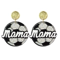Details von Glitzer Fußball Mama Ohrringen mit Goldsteckern und weißem Acryl-Finish - Fußball-Ohrstecker - Weißer Glitzer