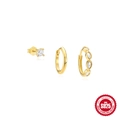 Parure de boucles d'oreilles S925 en argent sterling doré avec clous en zircon et créoles - Style Pendentif Zircon en Forme de Cerf-volant (Or#7)