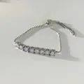 Silver-tone slider bracelet featuring 8 clear cubic zirconia stones and box chain - Silver White Zirconia (SBP449)