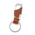 Macro detail of brown leather texture and polished silver metal carabiner keychain - Classic / First Gen Brown