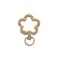 Flower-shaped spring ring keychain in brown with yellow and orange striped pattern - Hand-painted Light Coffee
