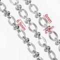 Edelstahl-Ovalkette in Silber mit Prägung, zeigt 6,5mm Breite und 4,2mm Dicke - Nr. 03 / 6mm Breite / Stahlfarbe