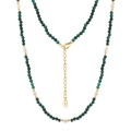 Collana bohémien con perle di turchese verde sfaccettate e perle naturali su argento S925 - Perla d'Acqua Dolce Naturale + Malachite (Oro 14K 40+5cm)