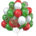 12-inch Christmas theme balloon set with red green white latex and sequin confetti balloons - Green, White, Red and Green Round Confetti Combination