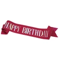 Sparkly dark pink birthday sash featuring holographic silver Happy Birthday text - One Size / Economy Rose Red Holographic