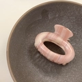 Pink and white striped acetate hair claw clip with glossy finish for high ponytail styling - Pink