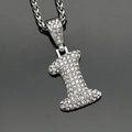 Iced out silver-tone number 1 bubble pendant on a thick wheat chain necklace - Number 1 / Pendant Only / Steel