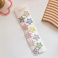 Set of ten colorful star-shaped metal hair clips in pastel macaron tones on display card - Star (5) / 10 Pieces Pack / Macaron Color
