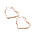 Twisted rope texture heart earrings in elegant rose gold finish for women - Rose Gold Style (KE99958-KFC)