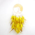 Yellow crystal tree of life dream catcher with soft white and yellow feathers decor - Yellow Feather