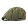 Béret rétro à rayures verticales multicolores en tissu de coton mélangé - Réglable / Vert