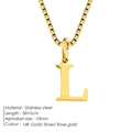 Minimalist stainless steel box chain necklace with 14K gold-plated letter L pendant - Letter L / Gold