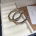 Macro detail of silver chain link hoop earrings with sparkling zircons in a jewelry box - Silver-Plated (55#Silver Chain Link Hoop)