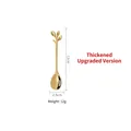 Creative leaf-shaped gold stainless steel stirring spoon with mirror-polished finish - 12cm Gold Leaf Spoon (Thickened)