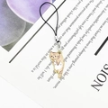 Cute enamel cat charm with cream brown stripes and gold plating on a phone lanyard - Brown Cat