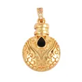 Vintage style gold hollow hand pendant with black teardrop stone and crystal inlay - Black Enamel Sphere (L488854-Black)