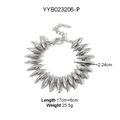 Minimalistisches Edelstahlarmband in Silber mit ovalen Perlen und Karabinerverschluss - Spindelperlenarmband (YYB023206-P)
