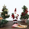 Stehende Weihnachtsmann-Figur in rotem Karomuster mit Geschenktüte und Weihnachtsdeko - 12 Zoll Geschenkbeutel Ausführung