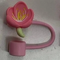 Pink blossom silicone straw cover cap for Stanley tumblers, cute dustproof plug topper - Style 11