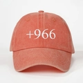Gorra de béisbol vintage de algodón lavado rojo ladrillo con bordado 966 en blanco - Rojo Ladrillo