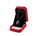 Golden clover necklace with blue stones in a red octagonal velvet jewelry box - Large Pendant Box / Red With Black Interior