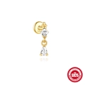Minimalist S925 sterling silver gold stud earrings with square and drop-shaped zircons - Square & Teardrop Gold (#9)