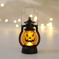 Halloween pumpkin lantern with black handle and glowing jack-o-lantern face - Style B