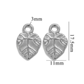 Silver-tone stainless steel leaf pendant charm with measurements 17.5mm by 11mm - Pointed Leaf 619 / Silver