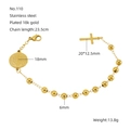 Gold-plated stainless steel Saint Benedict medal and cross bracelet with 6mm beads - Gold