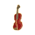 Vista dettagliata di un'elegante spilla in smalto rosso a forma di violoncello con bordi dorati - Forma Violoncello (sxz059)