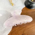 Grote elegante lila haarklem van acryl met parelmoer marmeren textuur en fijne glitters - 9cm / Rookpaars